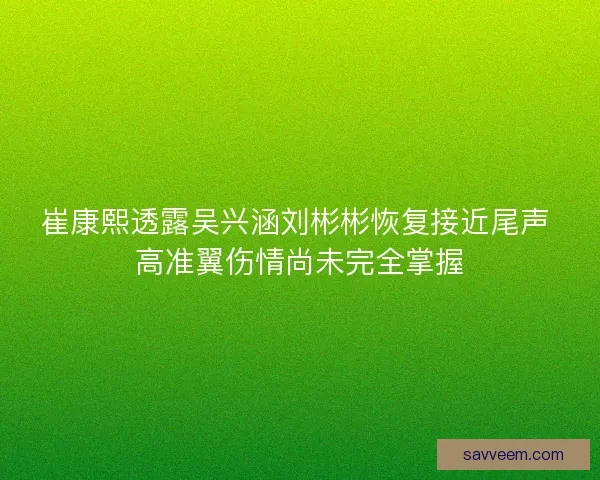 崔康熙透露吴兴涵刘彬彬恢复接近尾声 高准翼伤情尚未完全掌握