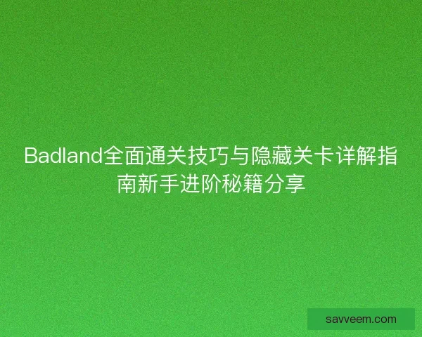 Badland全面通关技巧与隐藏关卡详解指南新手进阶秘籍分享