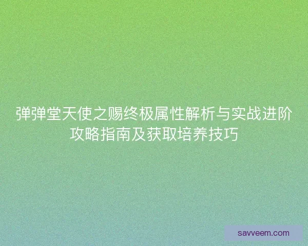 弹弹堂天使之赐终极属性解析与实战进阶攻略指南及获取培养技巧